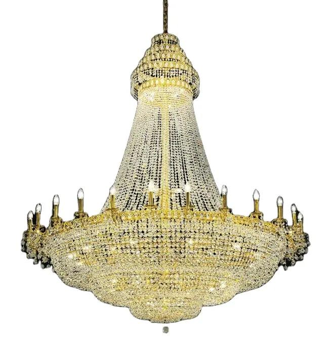 Luxury Indoor Lamp Villa Duplex Building Large Gold Crystal Chandelier for House Hall Spiral Staircase Temple Project Lighting