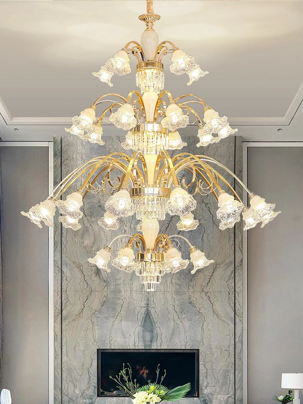 European Luxury K9 Crystal Large Chandelier Villa Hotel Lighting Living Room Duplex Floor Spiral Staircase Long Pendant Lamps