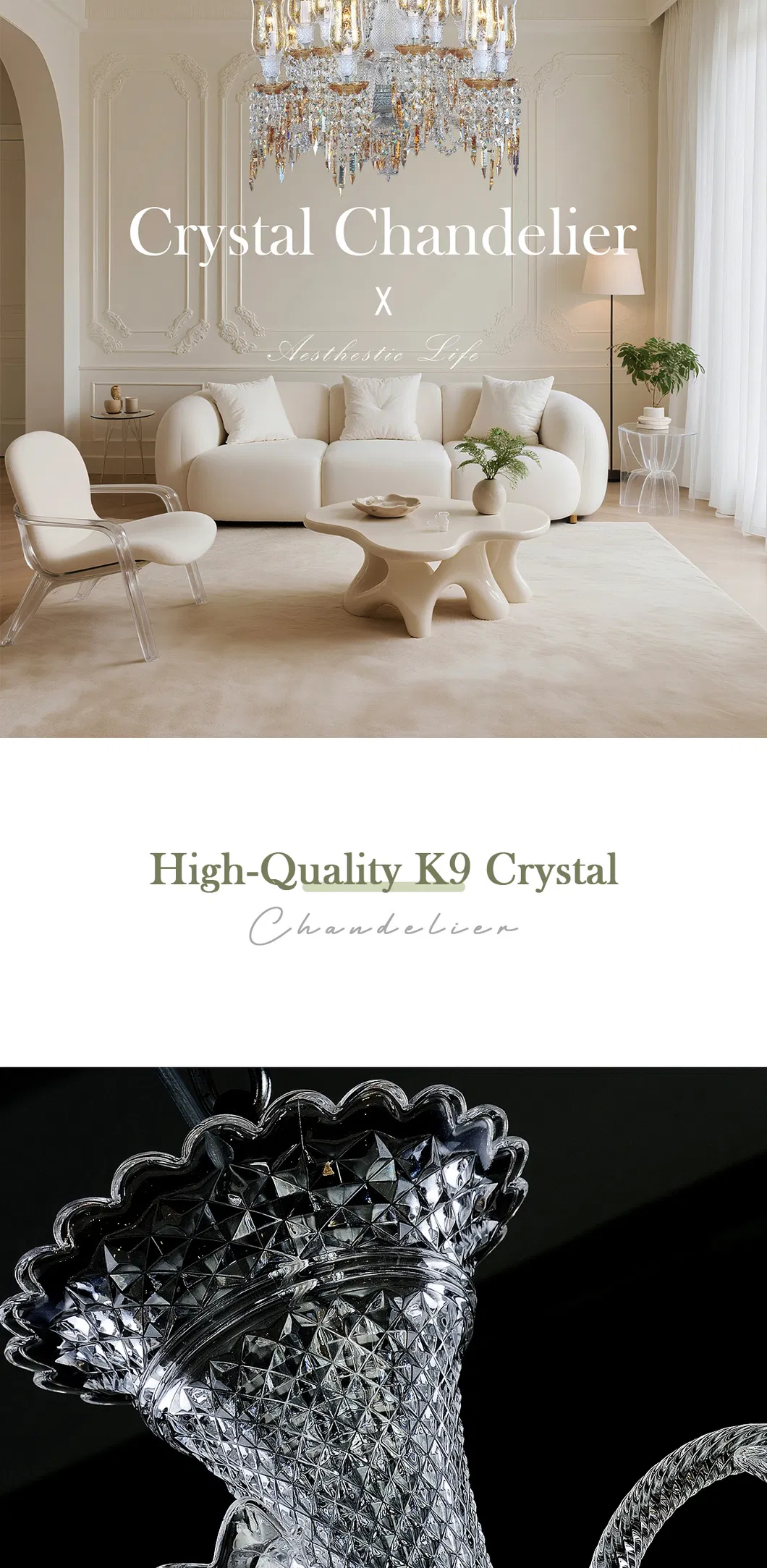 Luxury K9 Crystal Chandelier Detail