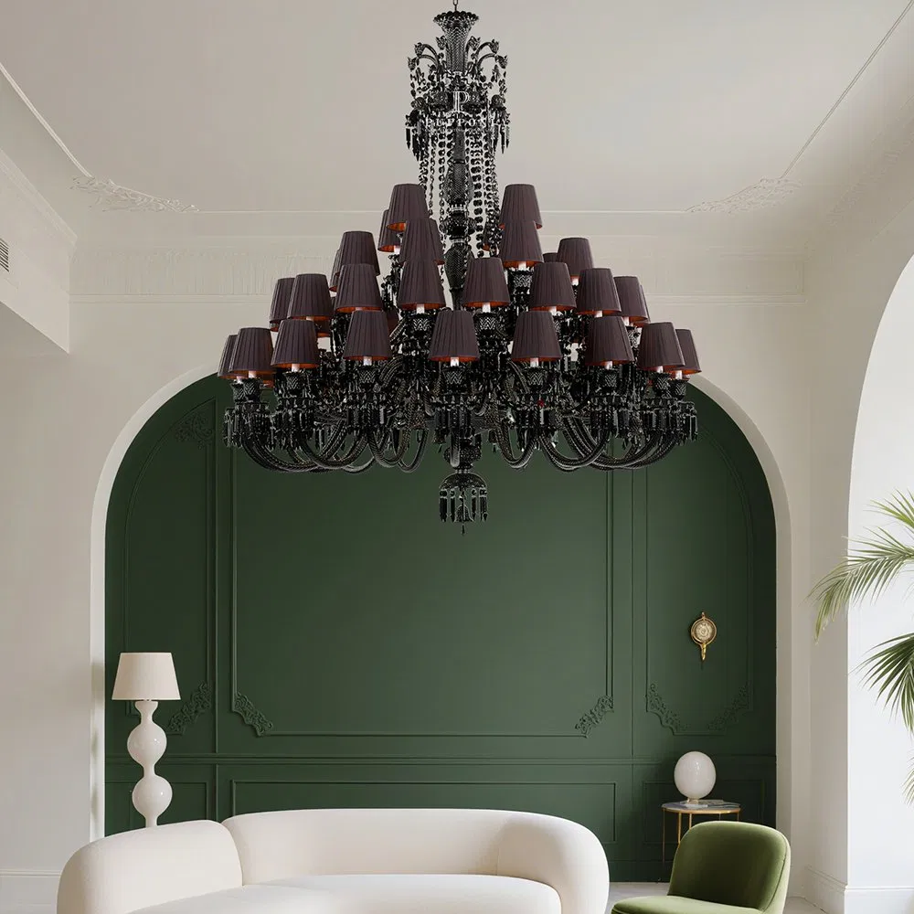 Factory Wholesale Modern Custom French Black Crystal Chandelier for Home Decor Wedding Hotel Luxury Decorative Ceiling Light