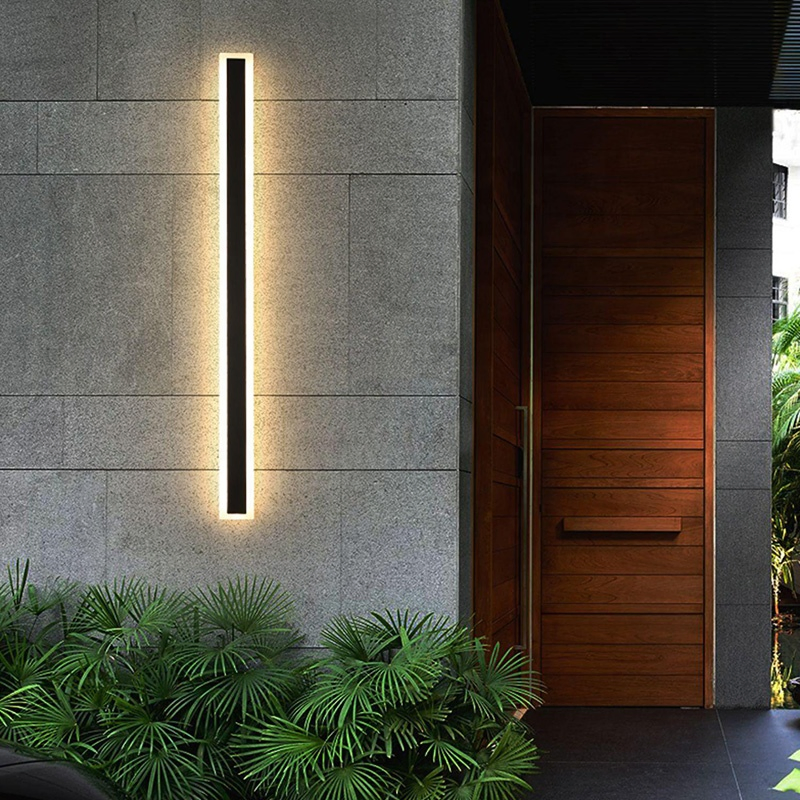 Baoyang Modern Outdoor Exterior Linear Strip Wall Light Warm/Cold White Garden Sconce Long LED Wall Lamp