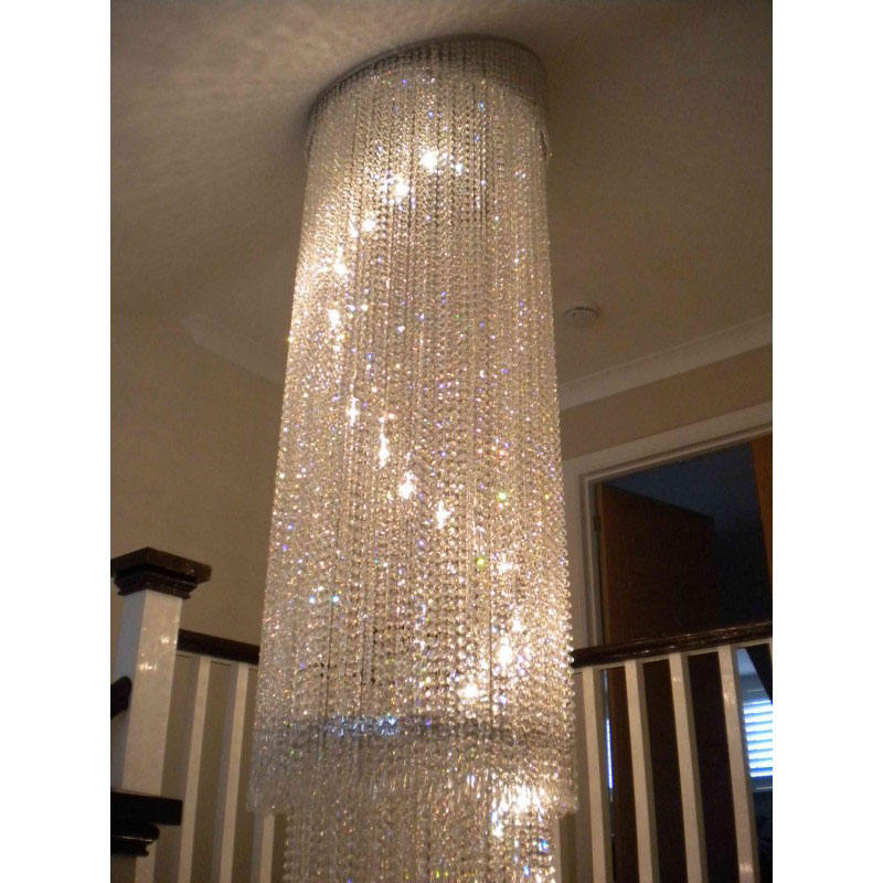 Custom Luxury Hotel Villa Staircase LED Modern Spiral Crystal Chandelier Decorative Ceiling Chandelier