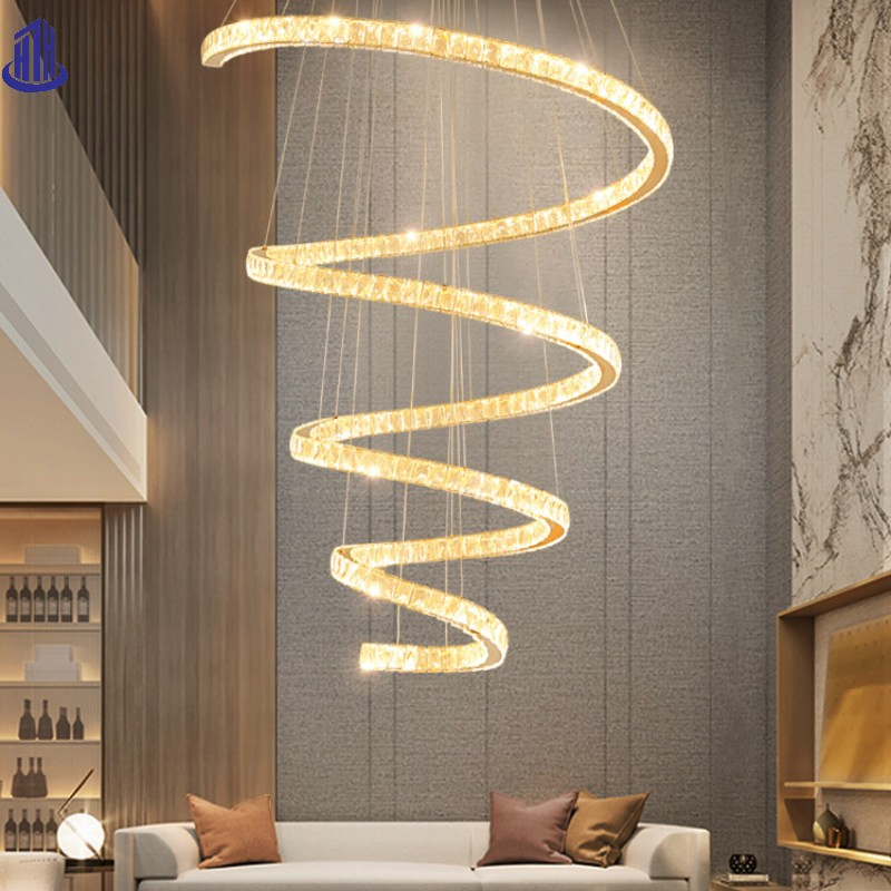 Spiral Design Crystal LED Chandelier for Living Room Villa Hotel Stairs (6035)