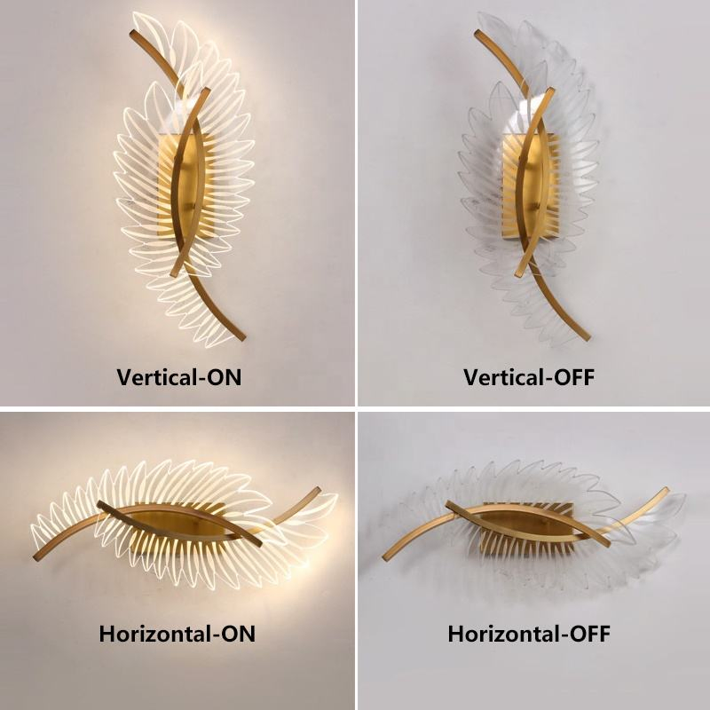 Acrylic Corridor Background Wall Decorative Lamp Modern Art Feather Hotel Bedside Wall Lamp