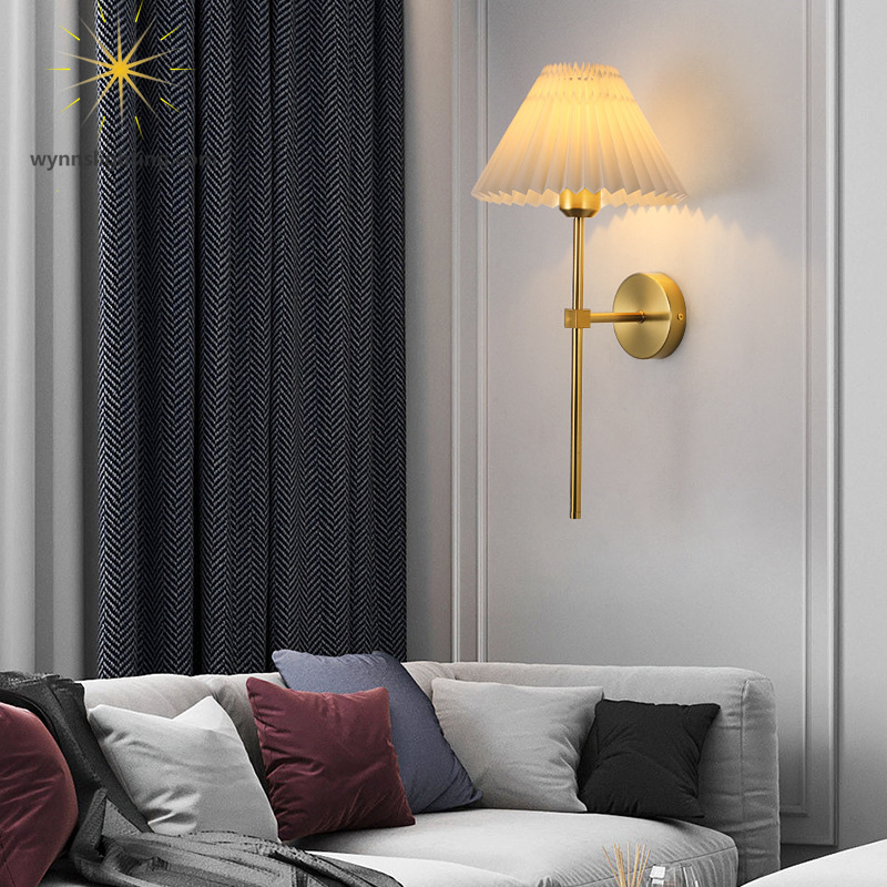 Wholesale Wall Lamp Bedroom Bedside Golden LED Bracket Light Sconce Fixture Living Room Decoration Wall Lighting
