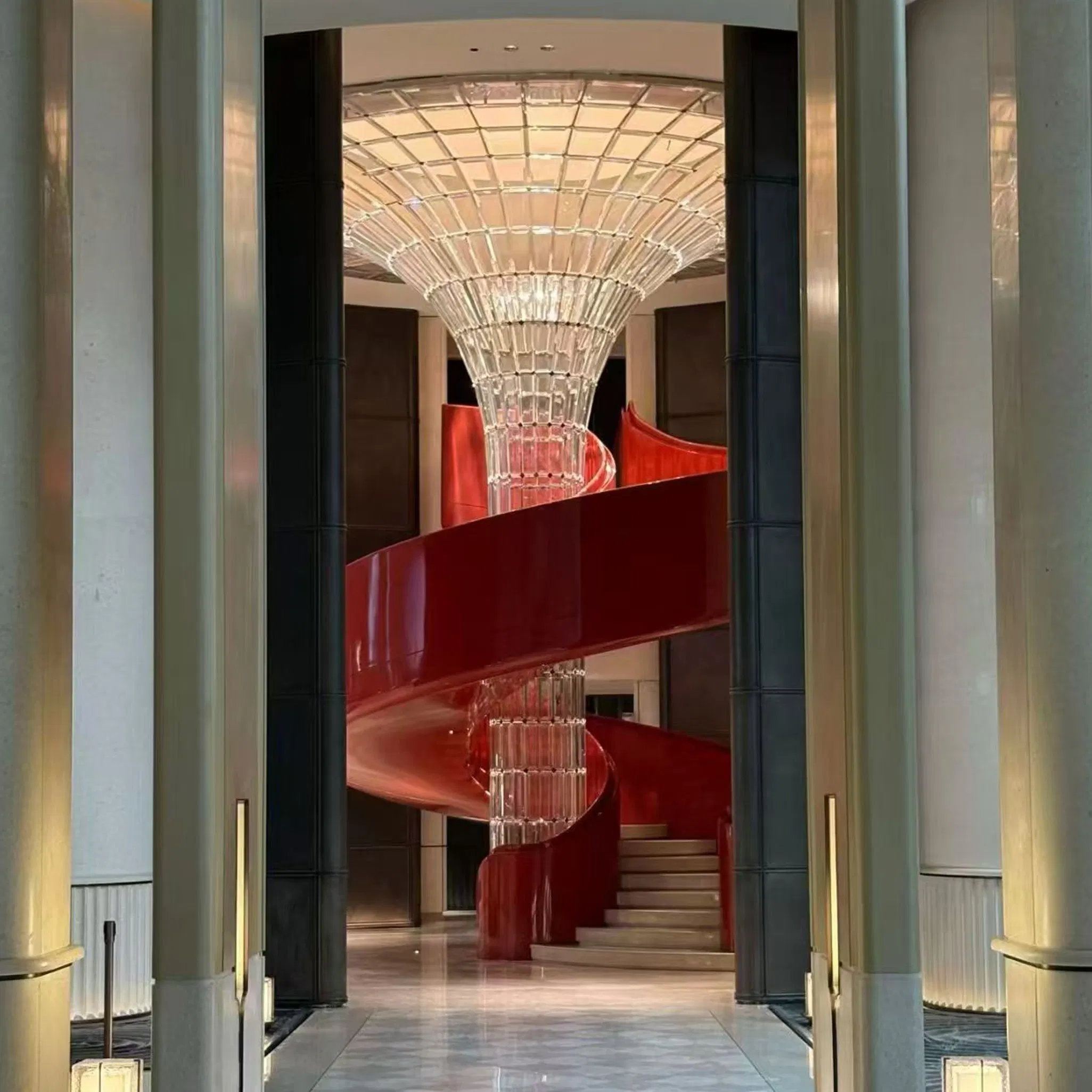 Luxury Crystal Custom Large Hotel Lobby Spiral Staircase Project Modern Chandelier Pendant Lights