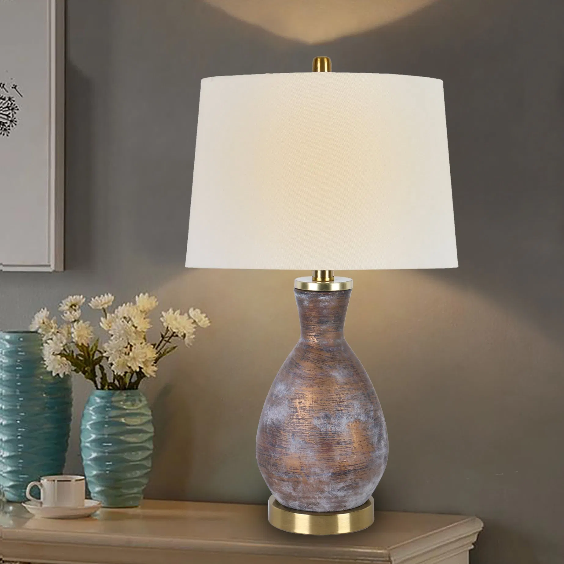 New Chinese American Ceramic Table Lamp Bedroom Bedside Living Room Decorative Lamps and Lanterns Simple Warm and Romantic Model Room Hotel