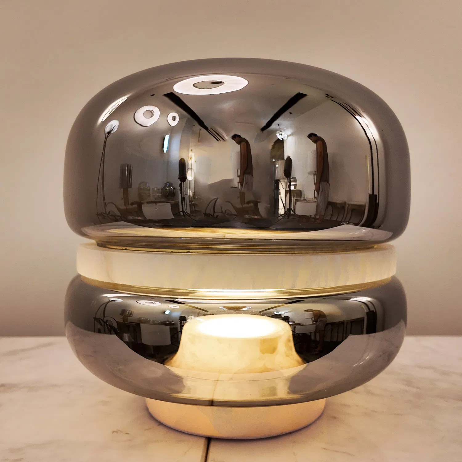 Smoke Grey Glass Modern Bedside Light Desk Table Lamp for Hotel Bedroom Living Room