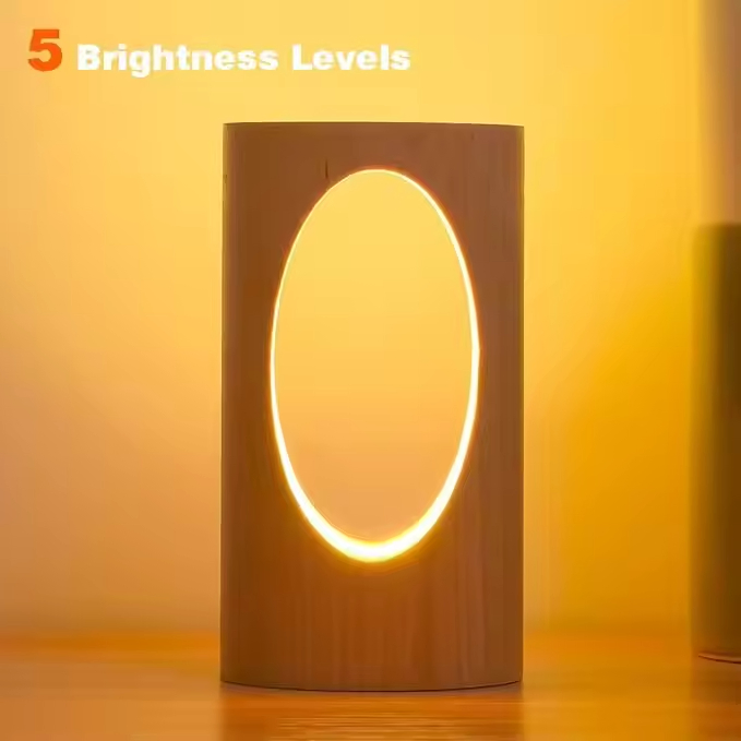 Creative Interesting Designer Style USB Plug-in Wooden Bedroom LED Table Night Lamp