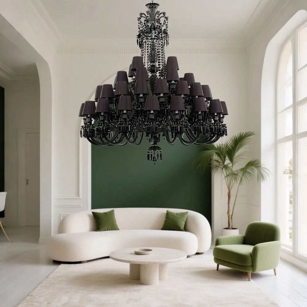 Factory Wholesale Modern Custom French Black Crystal Chandelier for Home Decor Wedding Hotel Luxury Decorative Ceiling Light