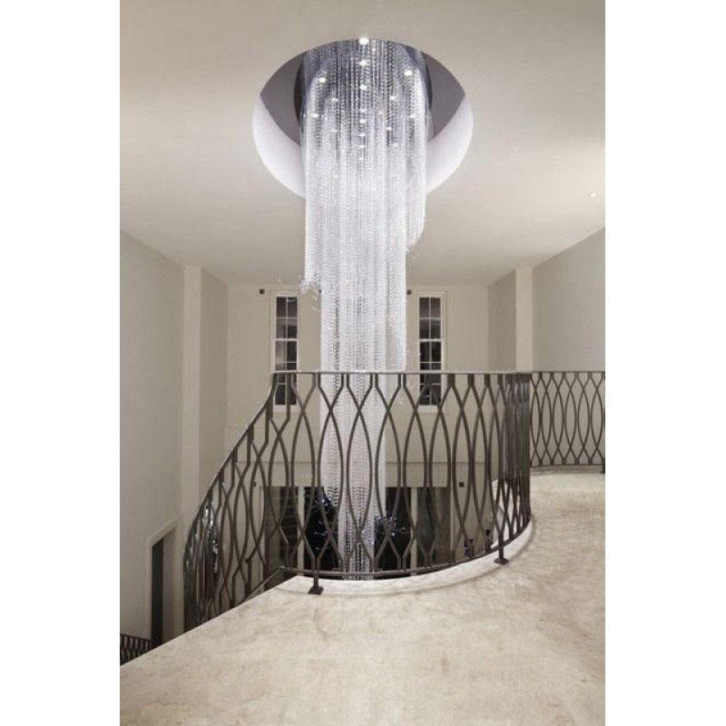 Custom Luxury Hotel Villa Staircase LED Modern Spiral Crystal Chandelier Decorative Ceiling Chandelier
