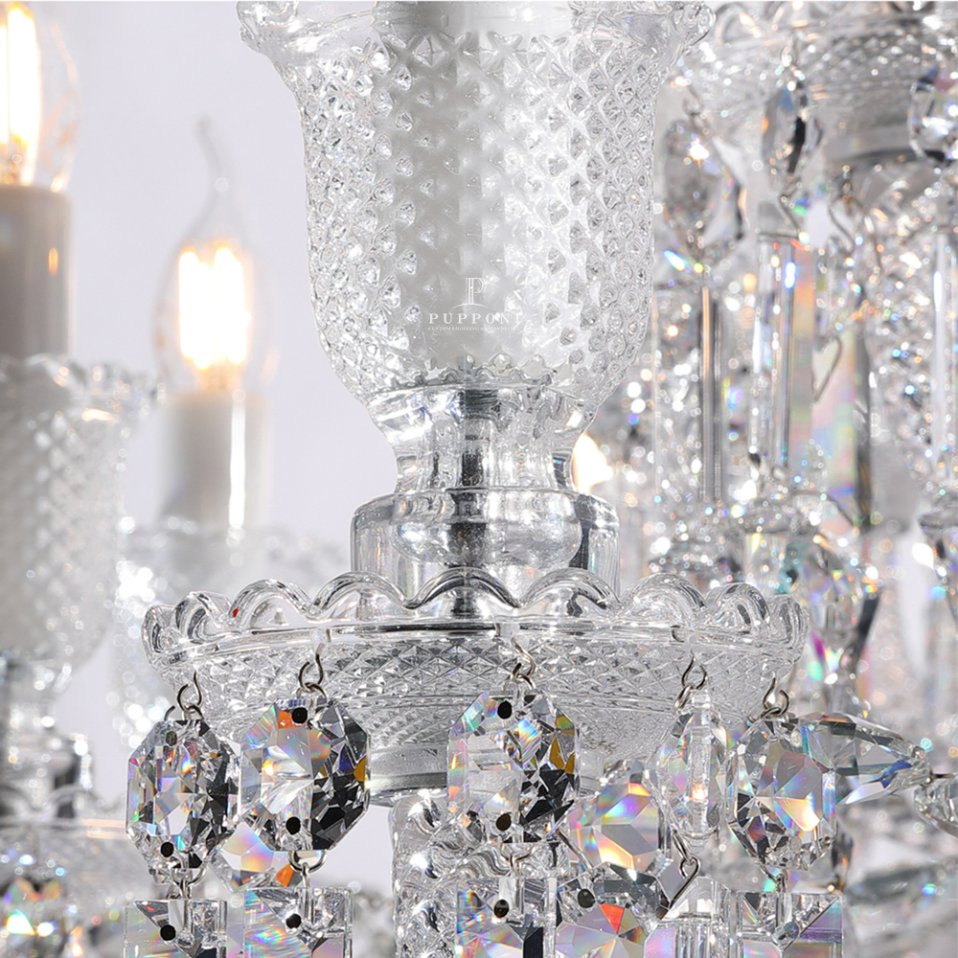 European 18-Light K9 Crystal Chandelier for Luxury Hotel Banquet Hall &amp; French Living Room