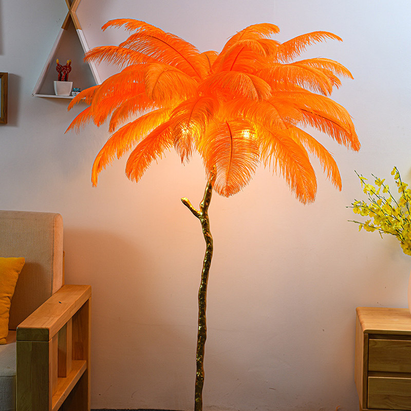 Hot Selling Popular Luxury Designer Floor Light New Design Feather Table Lamp Corner LED Resin Ostrich Floor Lamp