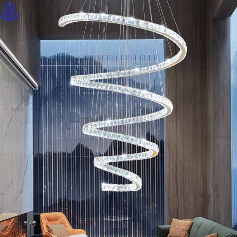 Spiral Design Crystal LED Chandelier for Living Room Villa Hotel Stairs (6035)
