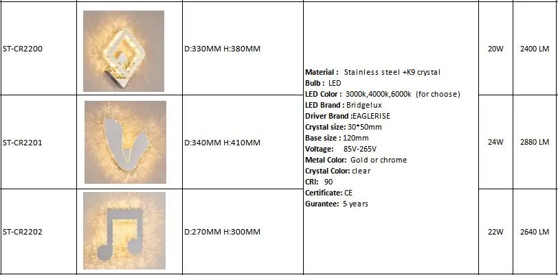 Modern Simple Gold Crystal Wall Light