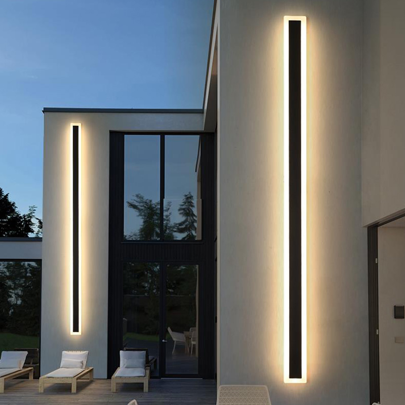 Modern Gate Smart Outdoor Waterproof IP65 LED Strip Linear Wall Light Villa Hotel Building LED Wall Lamp