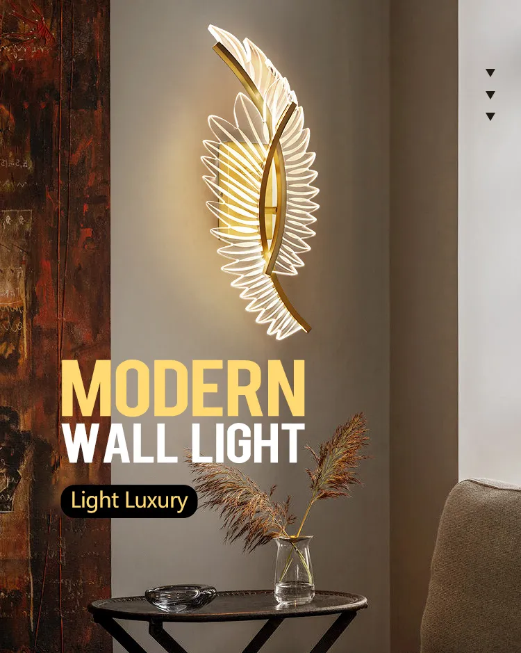 Modern Art Feather Wall Lamp