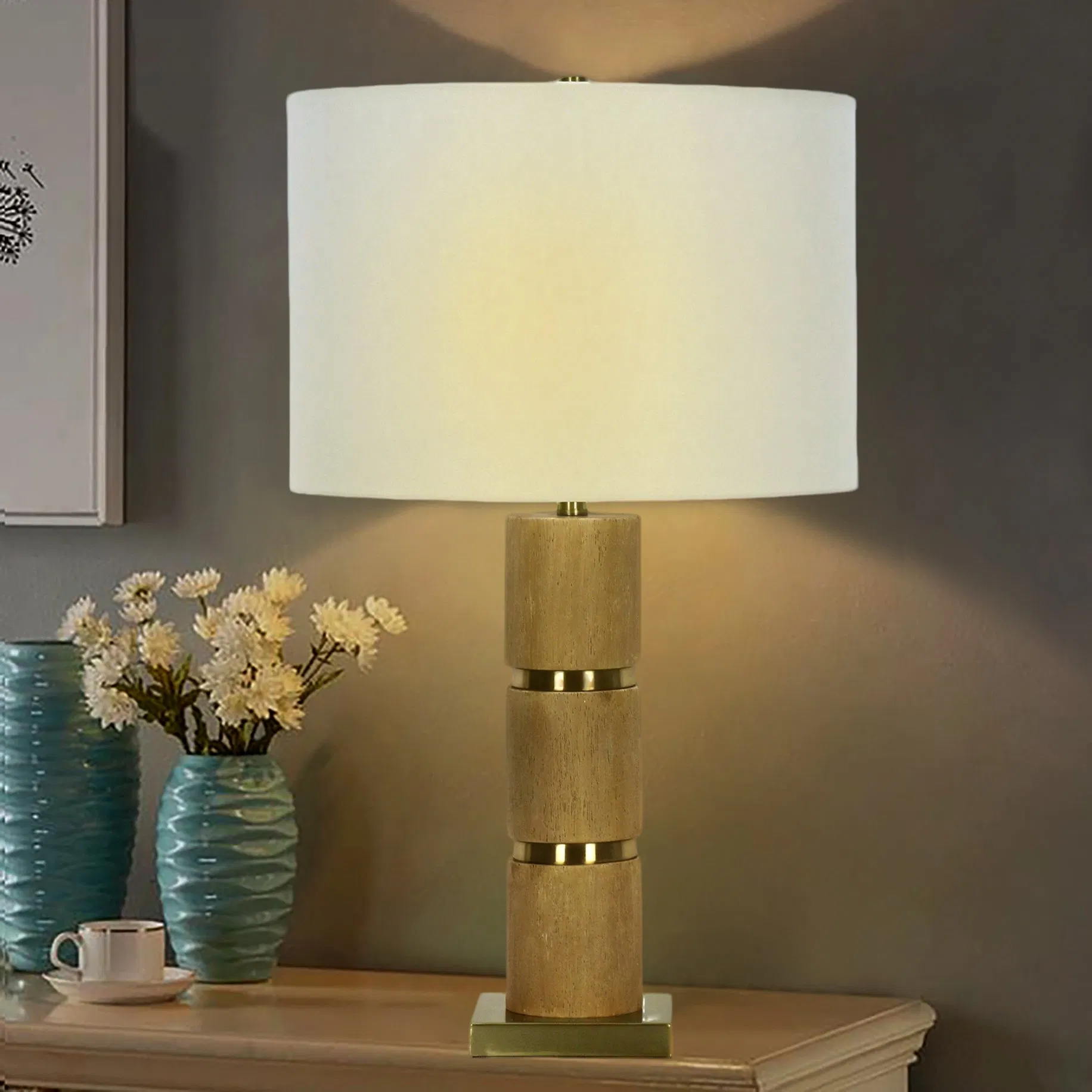 Modern Minimalist Imitation Wood Grain Resin Table Lamp Designer Style for Hotel Showrooms Living Room Bedroom Bedside Lamp