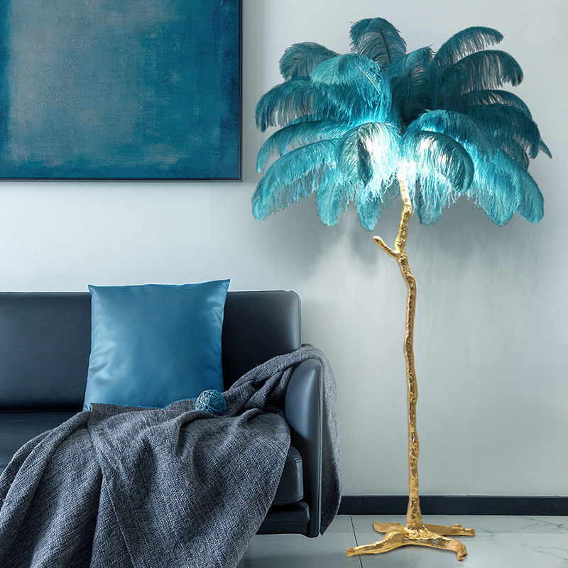 Hot Selling Popular Luxury Designer Floor Light New Design Feather Table Lamp Corner LED Resin Ostrich Floor Lamp