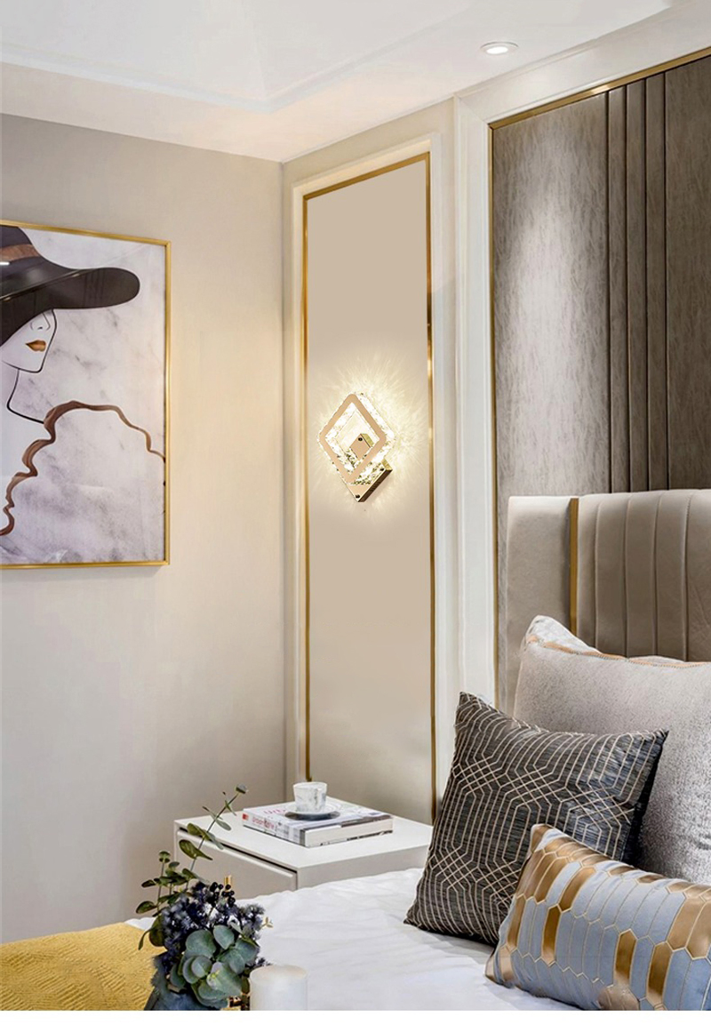 Modern Simple Gold Crystal Wall Light Hotel Home Bedside Corridor Hallway Crystal Wall Lamp