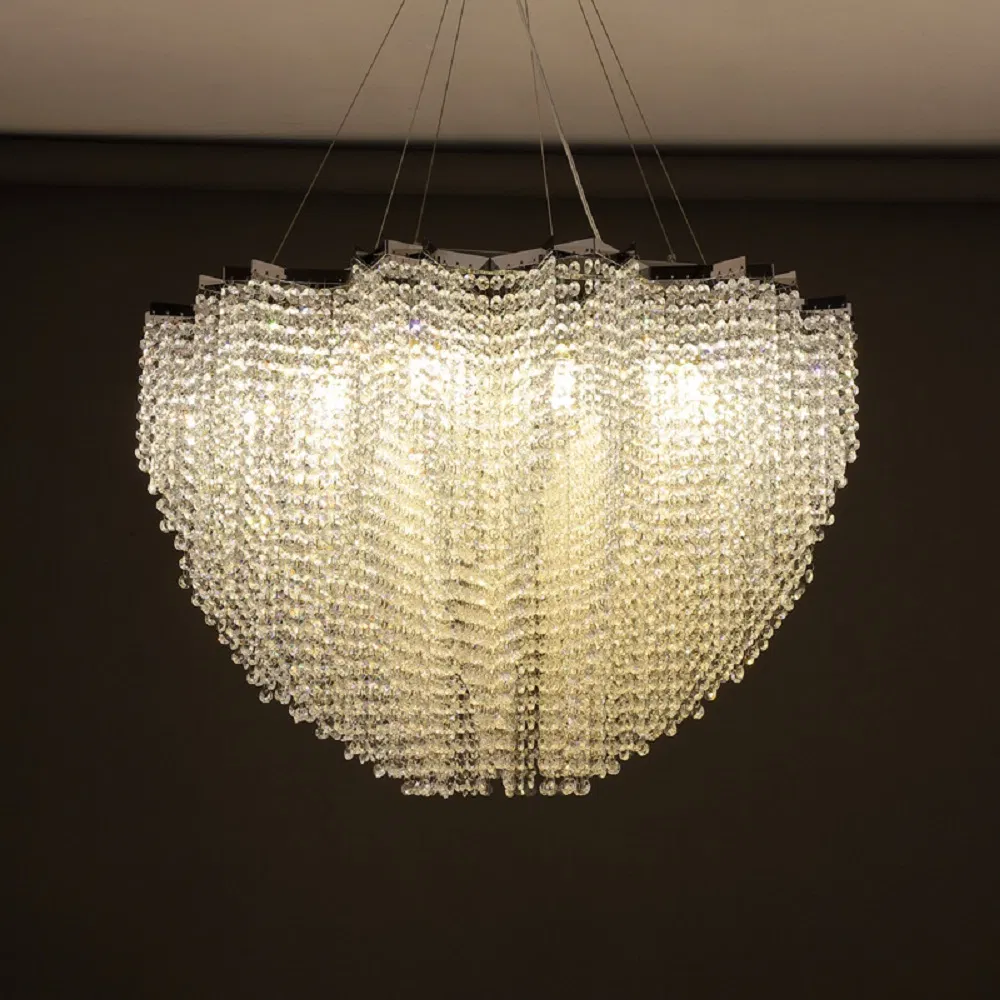 Luxury Raindrop Long Crystal Spiral Staircase Pendant Hanging Lamp High Ceiling Decorative Chandeliers