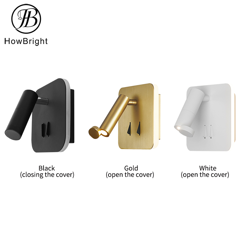 Hot Sale Square Shape 3W+6W LED Wall Lamp with Window Hotel Bedrooms Bedside Reading Light Shabbat Wall Lamps