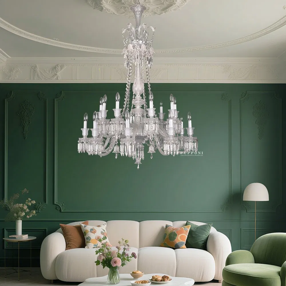 Decorative Luxury European K9 Crystal Wedding Hanging Hotel Lighting Candle Glass Chandelier