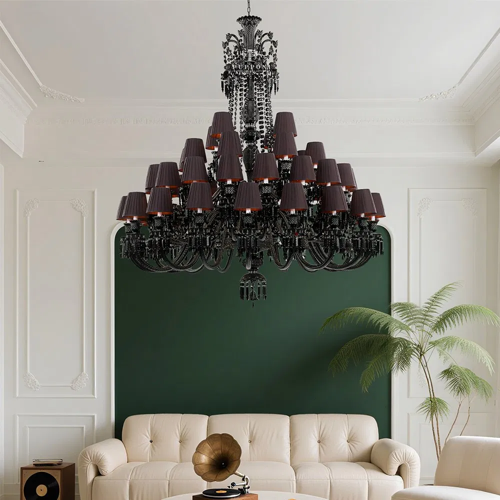 Factory Wholesale Modern Custom French Black Crystal Chandelier for Home Decor Wedding Hotel Luxury Decorative Ceiling Light