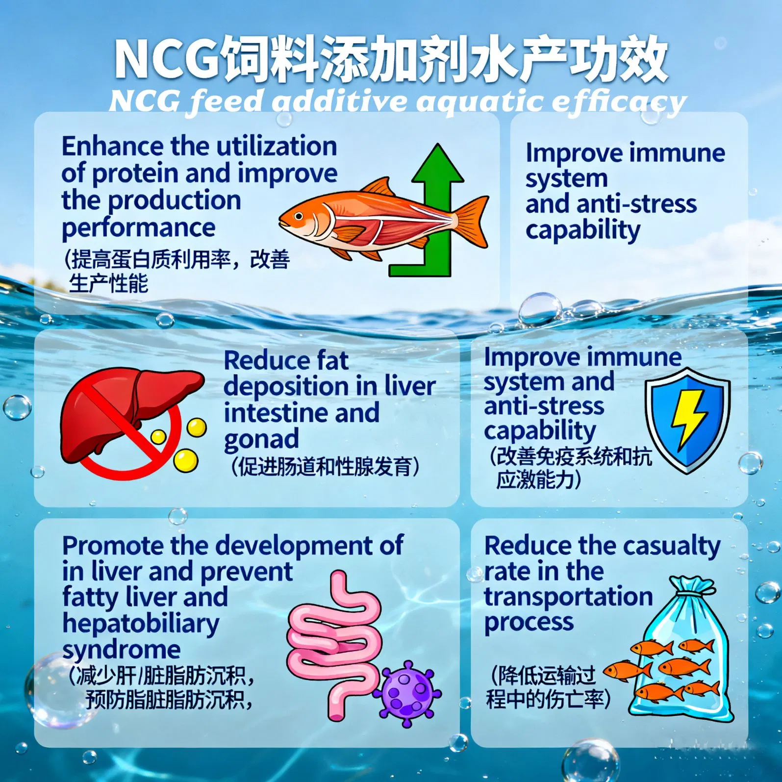 Ncg Feed Additive for Aquaculture Shrimp Fish Growth Promoter Improve Survival Rate