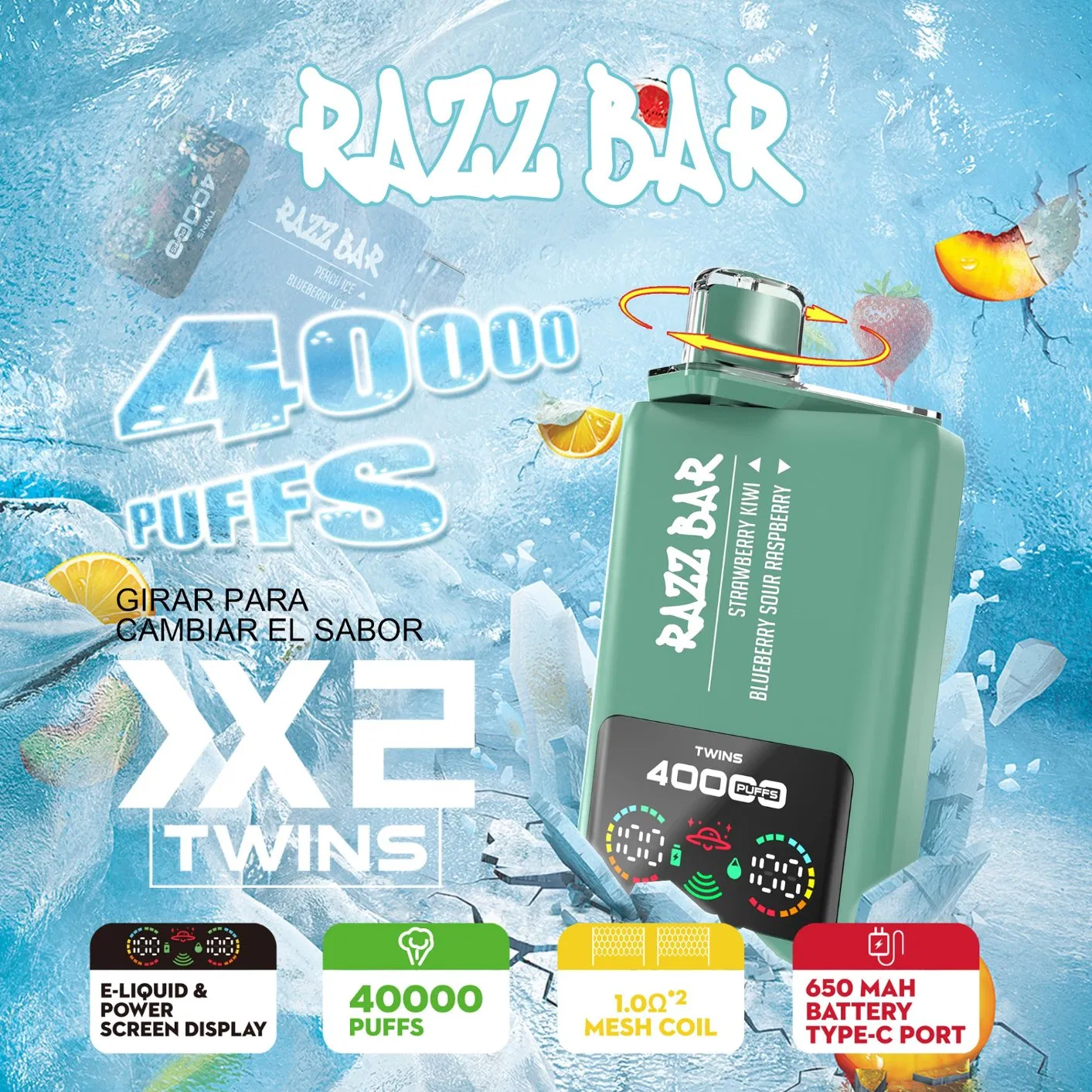 Zagreb Vaper Disposable Electronic Cigarette Wholesale Wholesale I Vape Dual Flavor Razzbar 40K Vape Germany Warehouse 40000 Puff Razz Bar E Hookah Charger