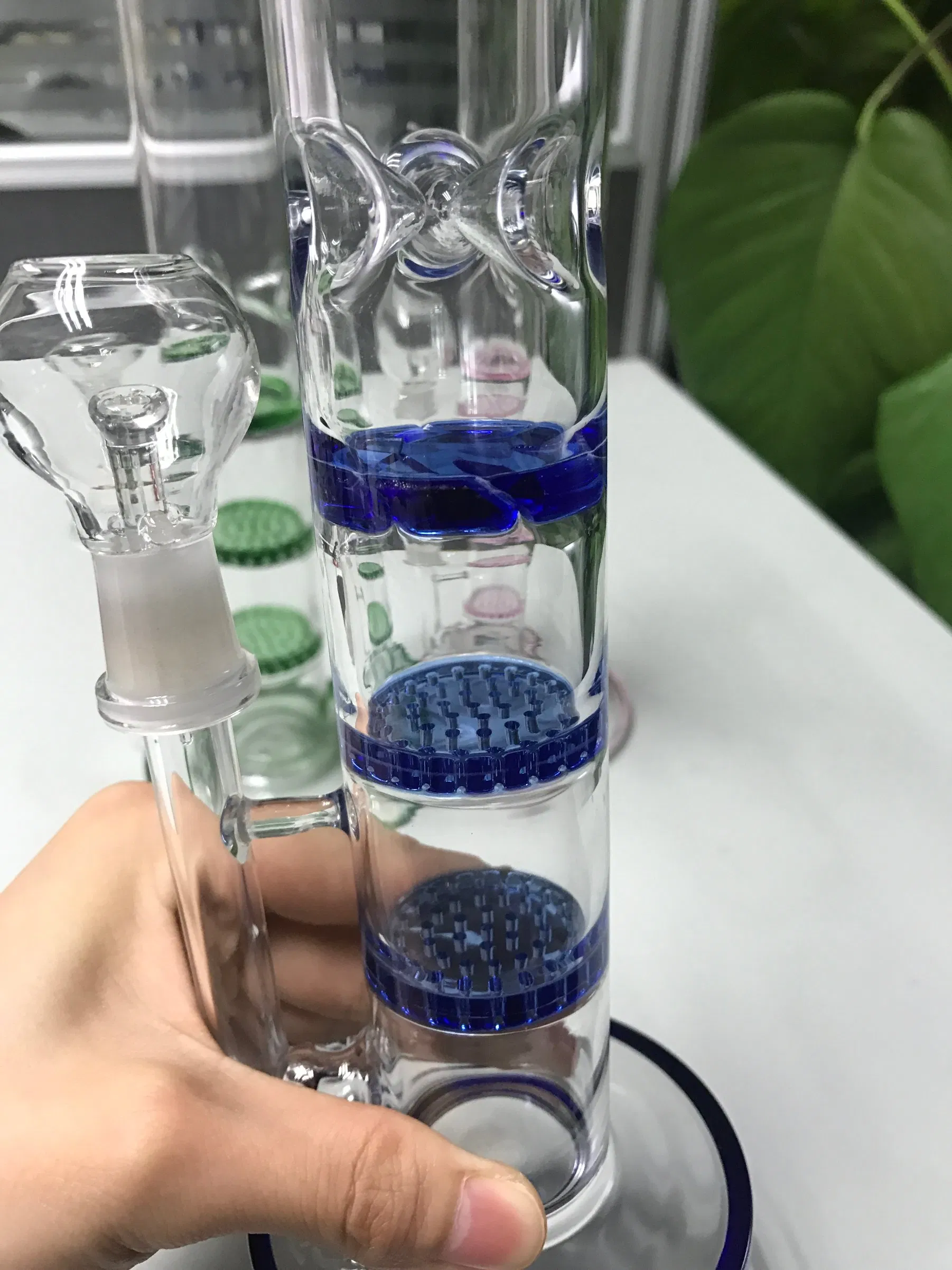 Hbking Glowing Green Color Birdcage Perc Smoking Pipe Stright Glass Waterpipe