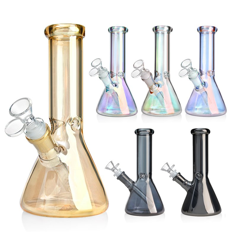 Wholesale Lon Plating Beaker Shaped Glass Water Pipe Hookah Smoking Pipe