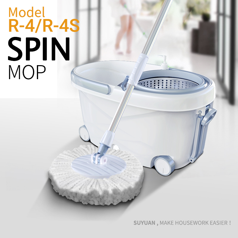 360 Degree Cleaning Telescopic Pole Customized Spin Mod &amp; Bucket with Four Wheels