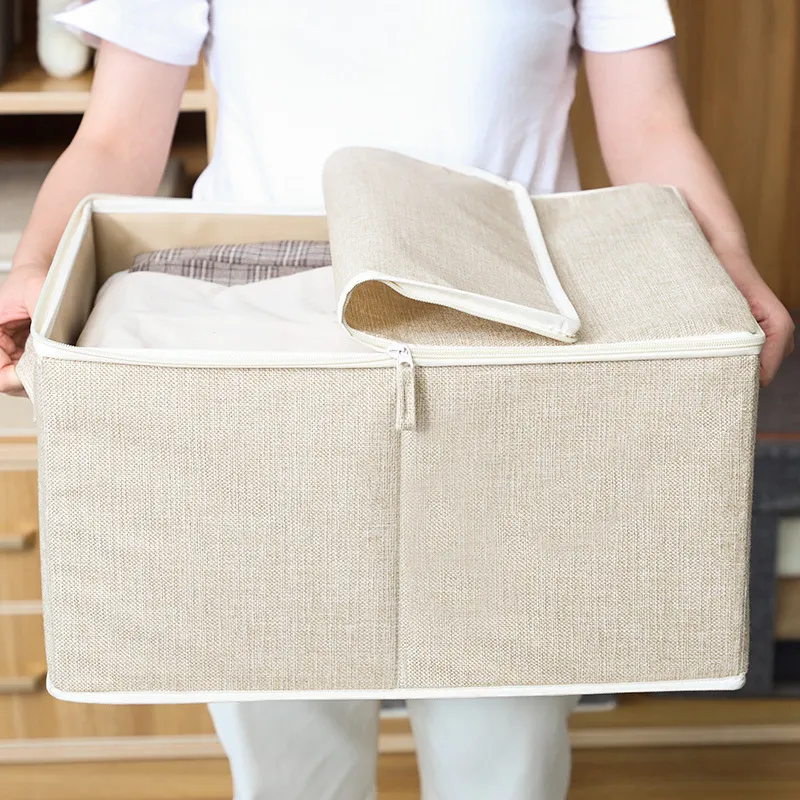 Organizador de Armazenamento com Zíper em Burlap Ecológico para Casa