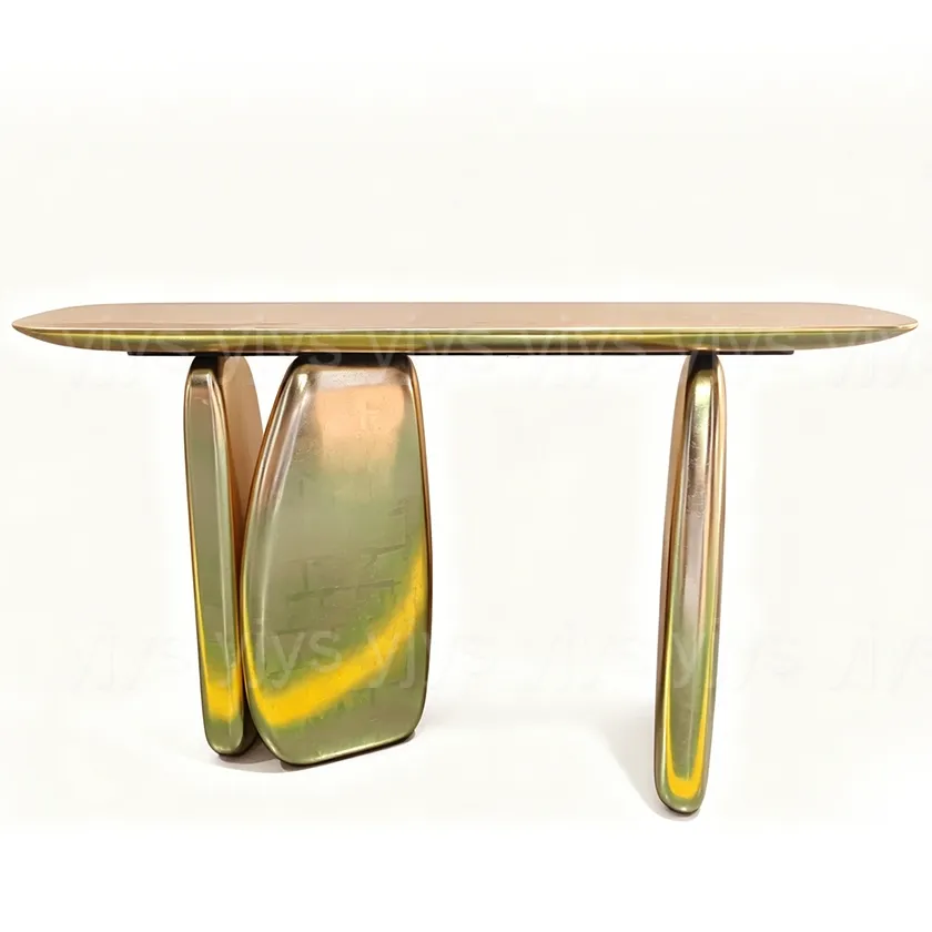 Mesa de Consola em Folha de Ouro de Designer Italiano