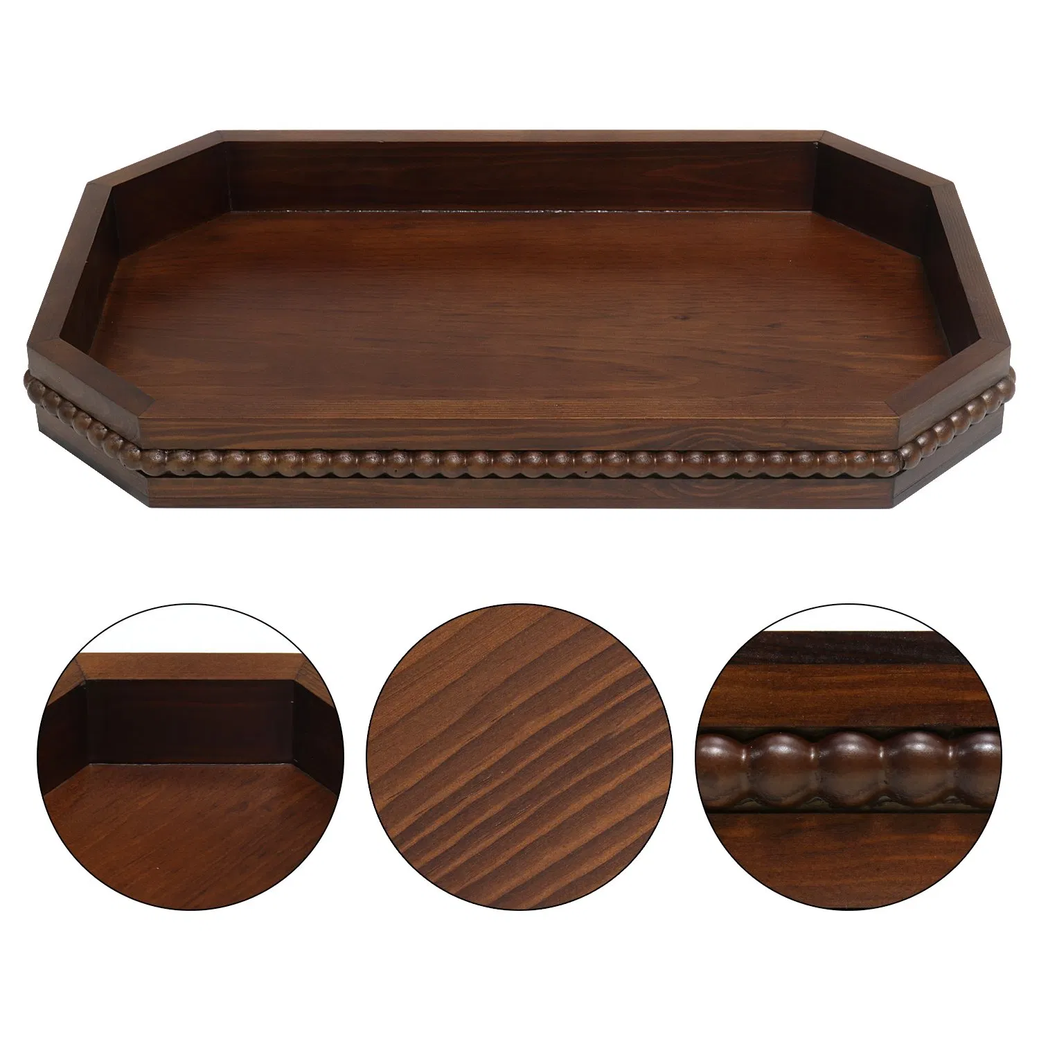 Bandeja de Madeira Decorativa Bandejas para Servir Prato para Café da Manhã na Cama, Almoço, Jantar, Aperitivos, Pátio, Puff, Mesa de Café
