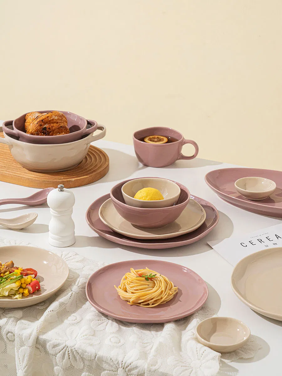Conjuntos de pratos de cerâmica para salada e sopa de restaurantes criativos de hotel