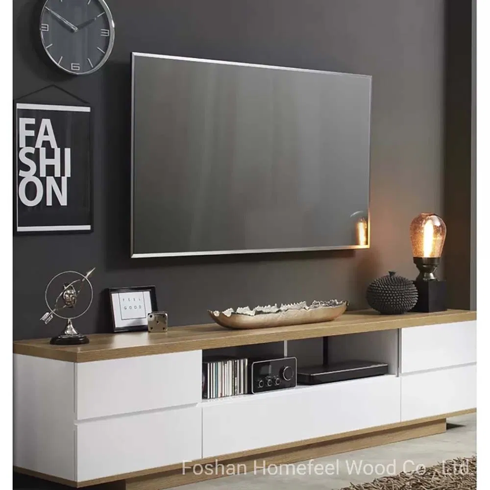 Móveis de Sala de Estar Moderna, Aspirador, Madeira, LED, Suporte para TV Branco