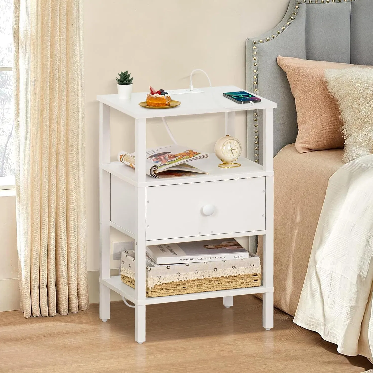 Mesa de Cabeceira de Bambu para Uso Doméstico