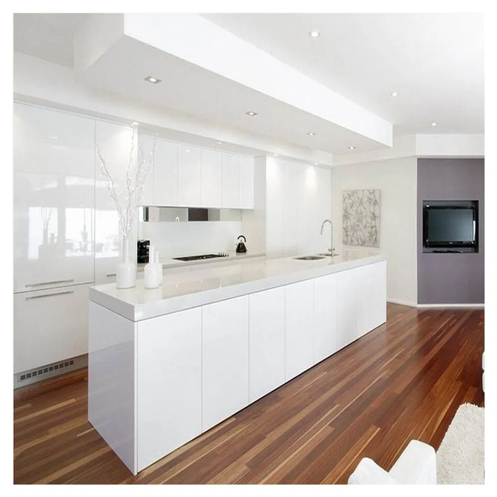 Design de Armário de Cozinha Personalizado em Laca Moderna de Luxo, Mobiliário de Armazenamento com Gavetas de Fechamento Suave em Madeira Sólida, MDF e Compensado, Fabricante de Armários de Cozinha na China