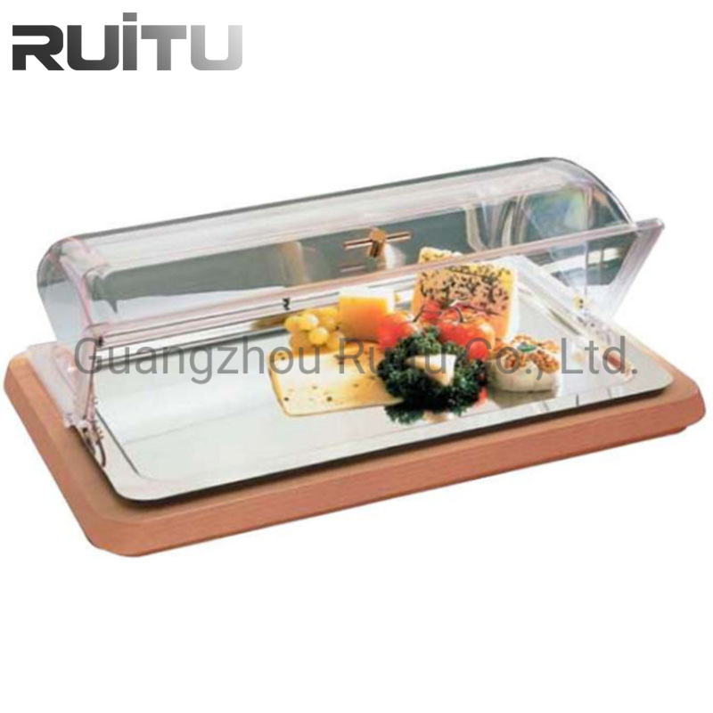 Buffet de Restaurante Catering Suporte de Madeira Redondo Jantar Luxuoso Fancy Porcelana Sobremesa Fast Food Pão Mantenedor Prato de Exibição Bandeja de Serviço com Tampa e Capa