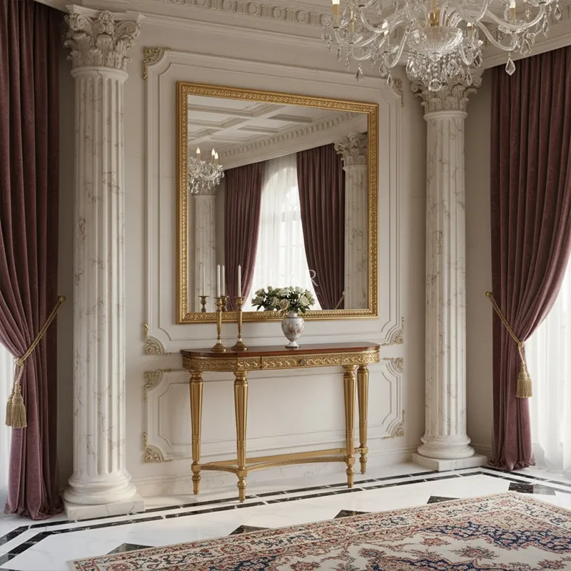Vista Superior Mesa Console de Madeira Dourada Sovereign Heritage