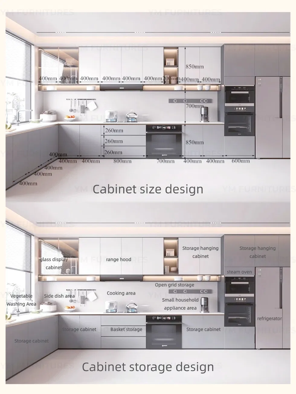 Gavetas de fechamento suave e design funcional