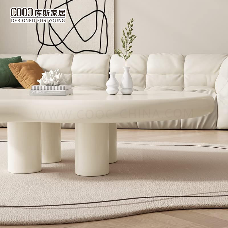 Mesa de Centro de Café Nórdica Pequena Branca Moderna de Madeira MDF para Sala de Estar