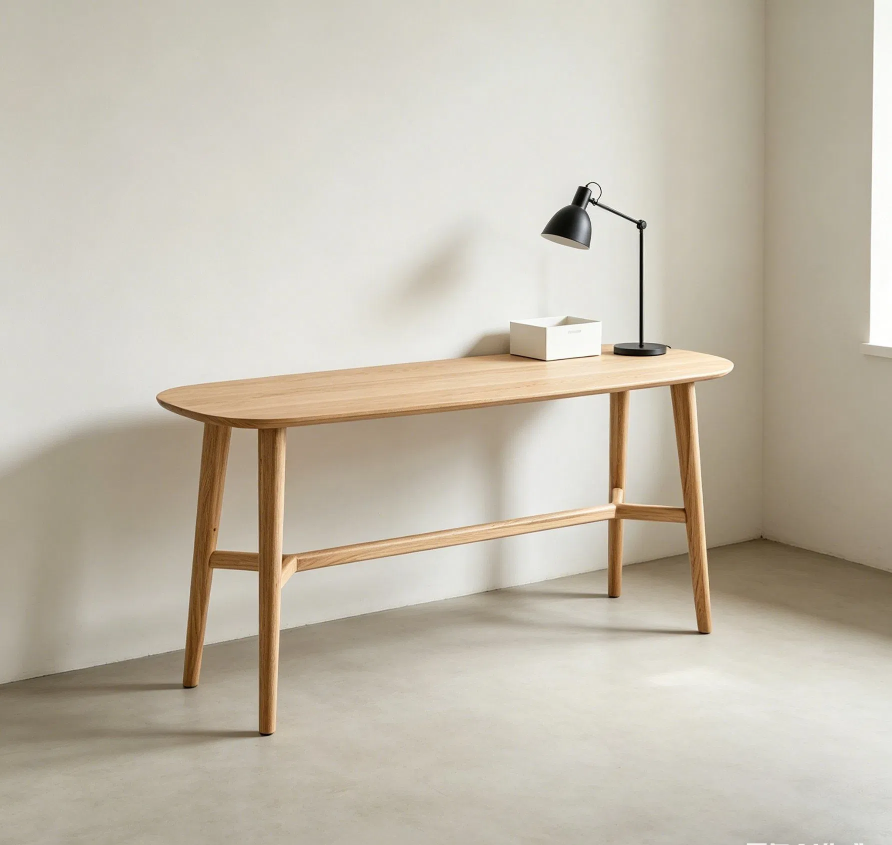 Mesa de Consola de Madeira Sólida Estilo Escandinavo / Mesa de Entrada com Pernas Cônicas