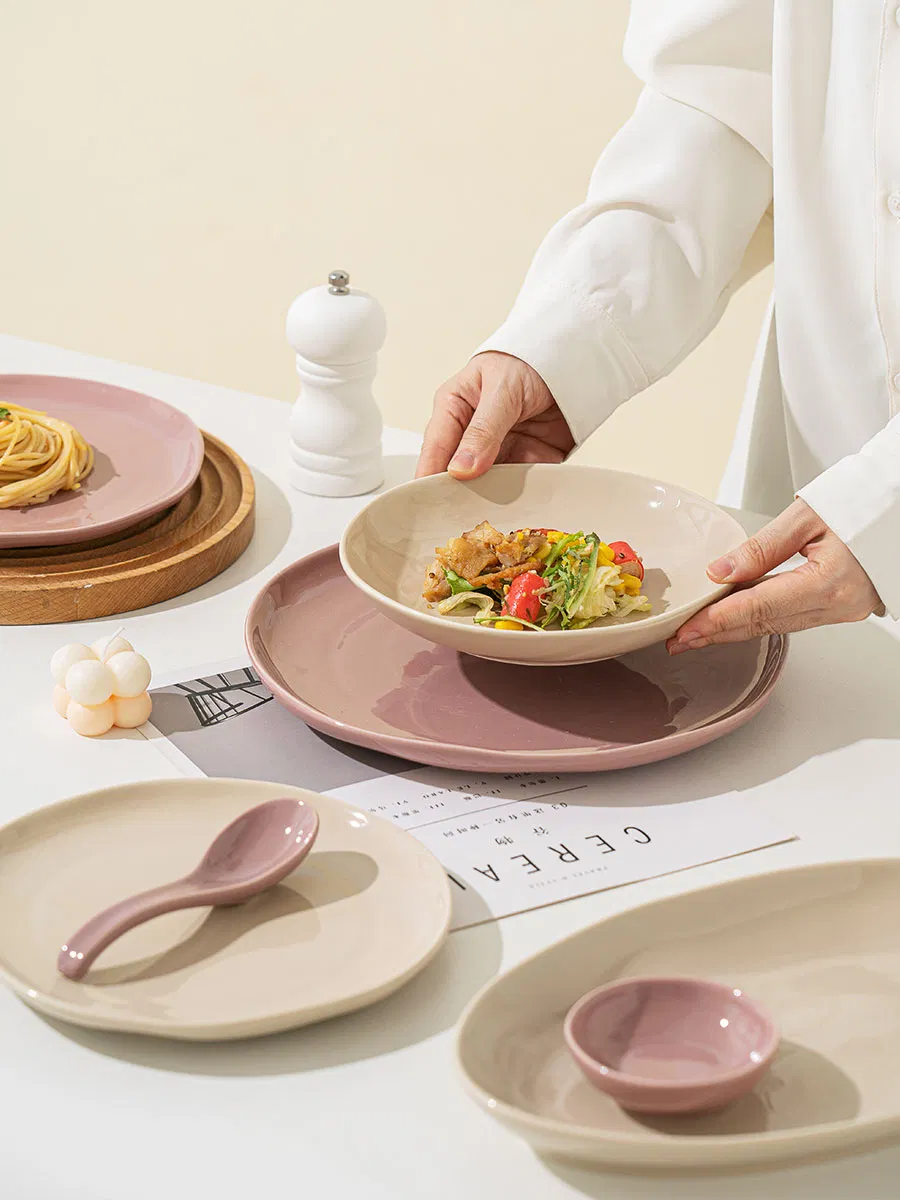 Conjuntos de pratos de cerâmica para salada e sopa de restaurantes criativos de hotel