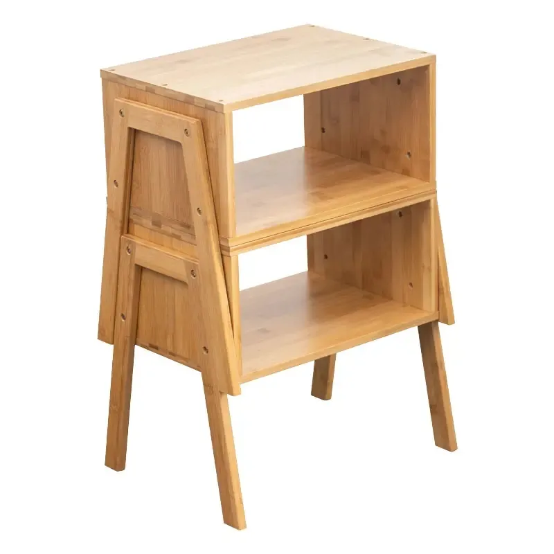Mesa de cabeceira de bambu ecológica à venda por atacado, mesa de café empilhável, móveis para sala de estar e quarto