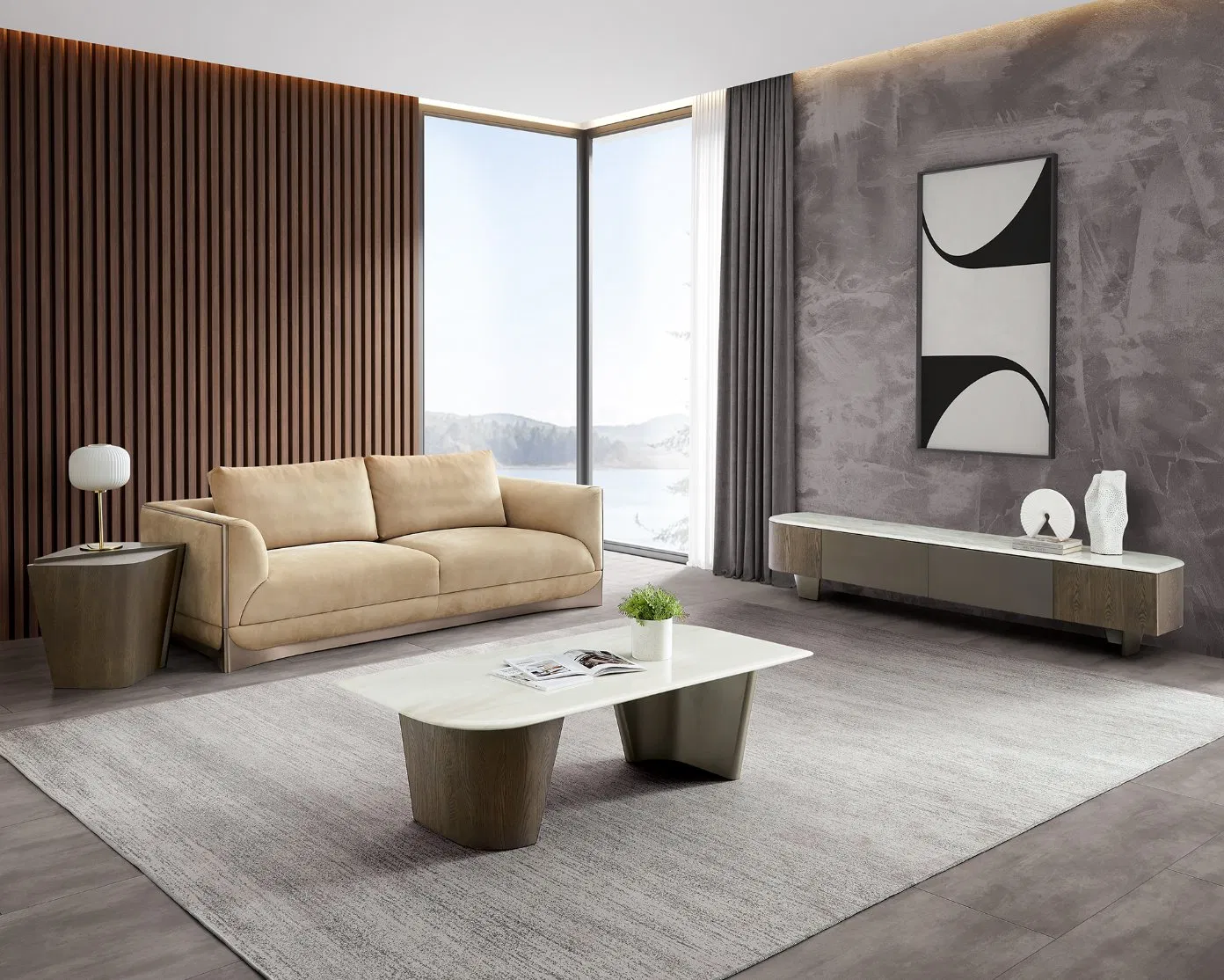 Conjunto de Móveis para Sala de Estar CS Estilo Moderno 2doors Móveis de Madeira Suporte para TV