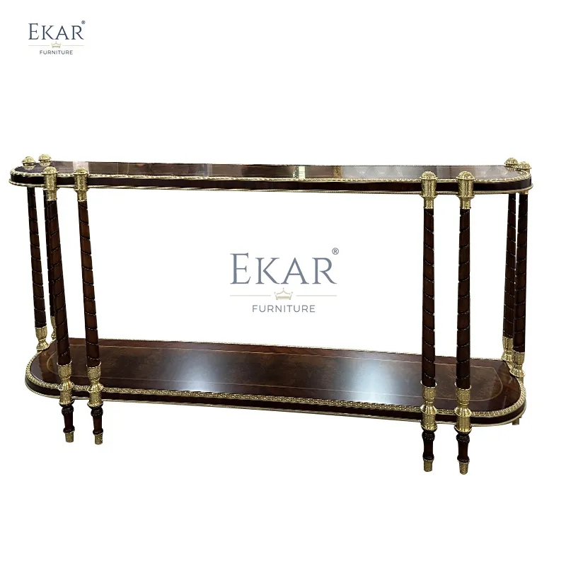 Mesa Console Clássica de Madeira Sólida para Entrada e Armazenamento na Sala de Estar