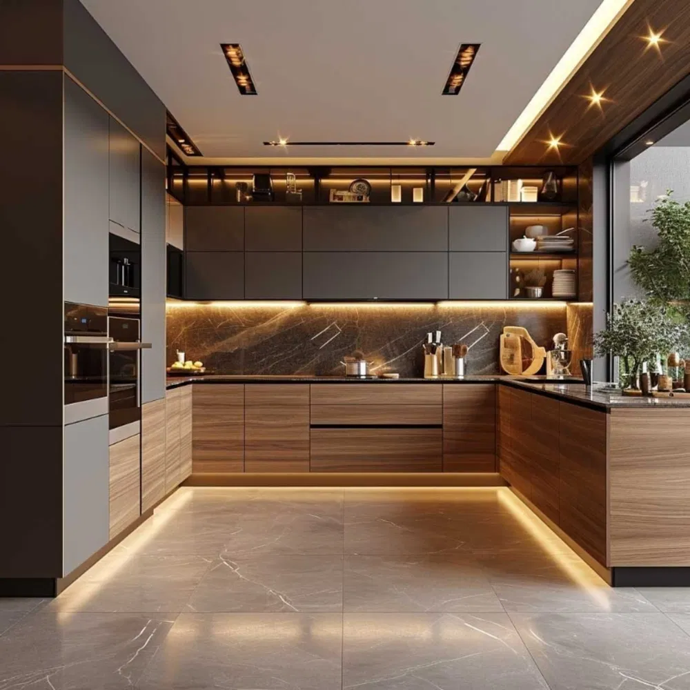 Conjunto Completo de Armários Personalizáveis e Soluções de Armazenamento Design de Cozinha de Ilha Luxuosa Armário Modular de Cozinha com Ilha para Uso em Vila ou Apartamento